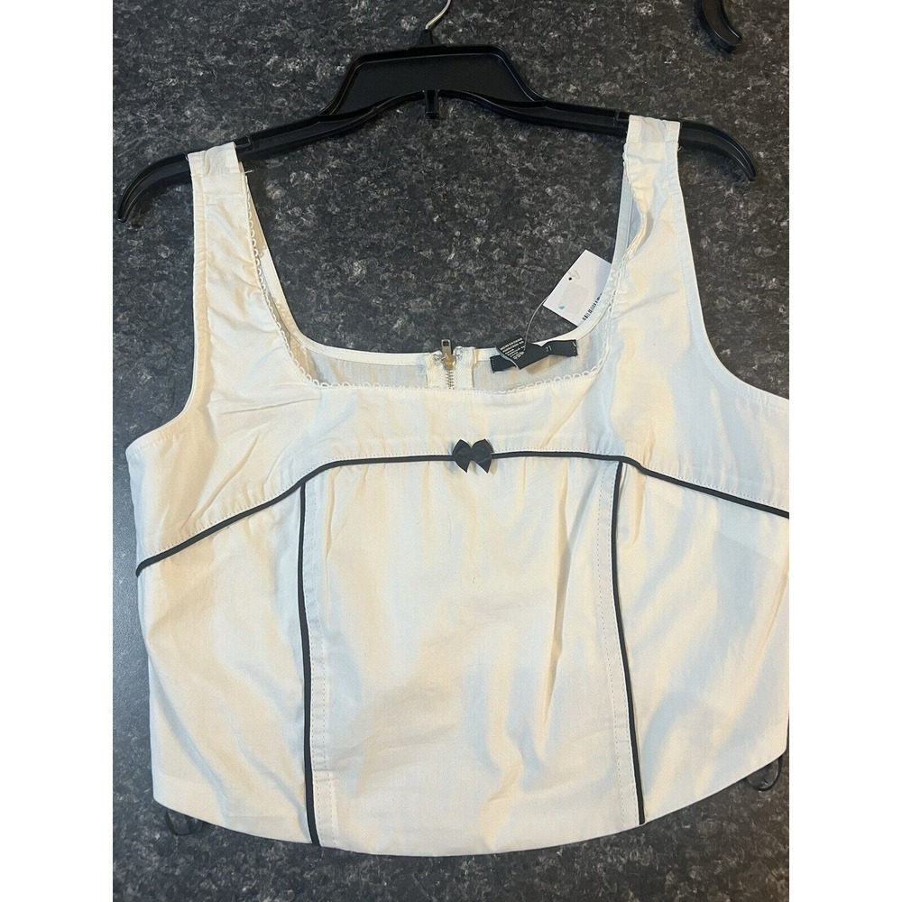 Forever 21 White Sleeveless Blouse With Zipper Back Size Med Brand New With Tags